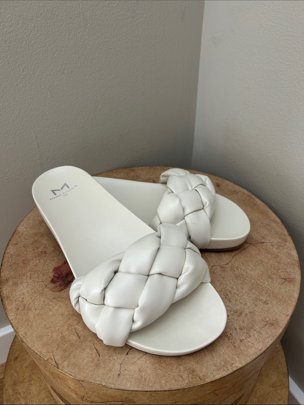 Marc Fisher LTD Imenta Ivory Braided Slide/Sandals.